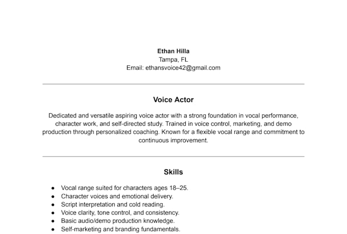 offer professional young male voice acting